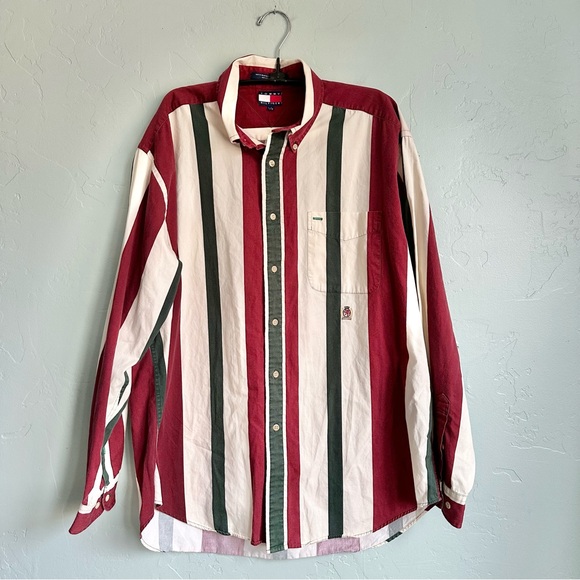 Tommy Hilfiger Other - Tommy Hilfiger Men Vintage 90’s‎ Preppy Vertical Striped Button Down Shirt Large